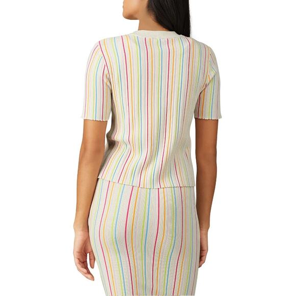 KUHL X RTR Women's Cream Rainbow Striped The Jenna Top Size Medium - Picture 2 of 9